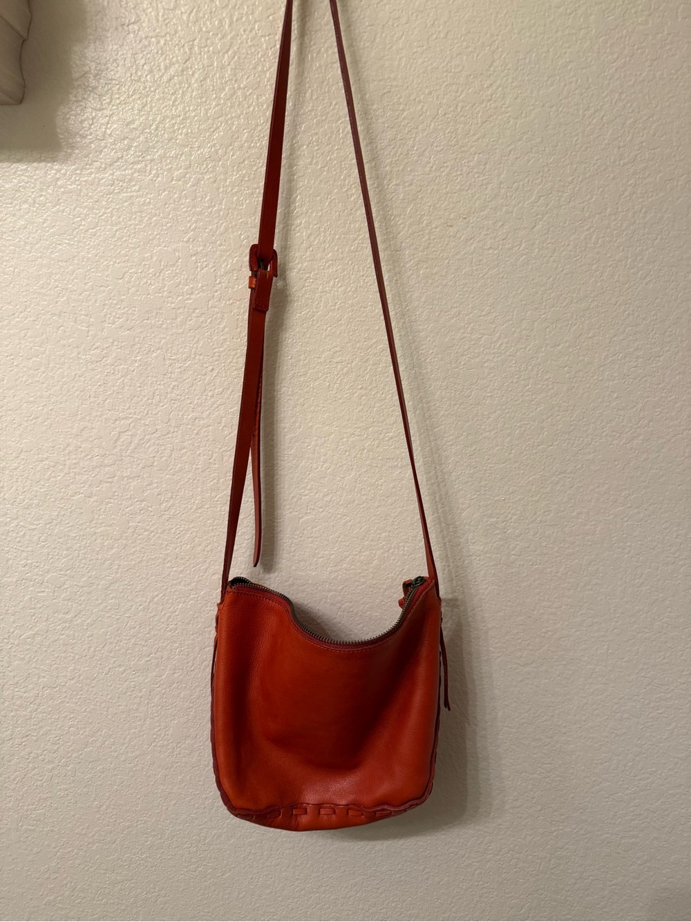 Madewell Orange Leather Crossbody Bag